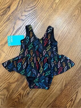 POSH PEANUT Colorful Swimsuit w/ Lightening Bolts — Baby 0-3 Months — NWT